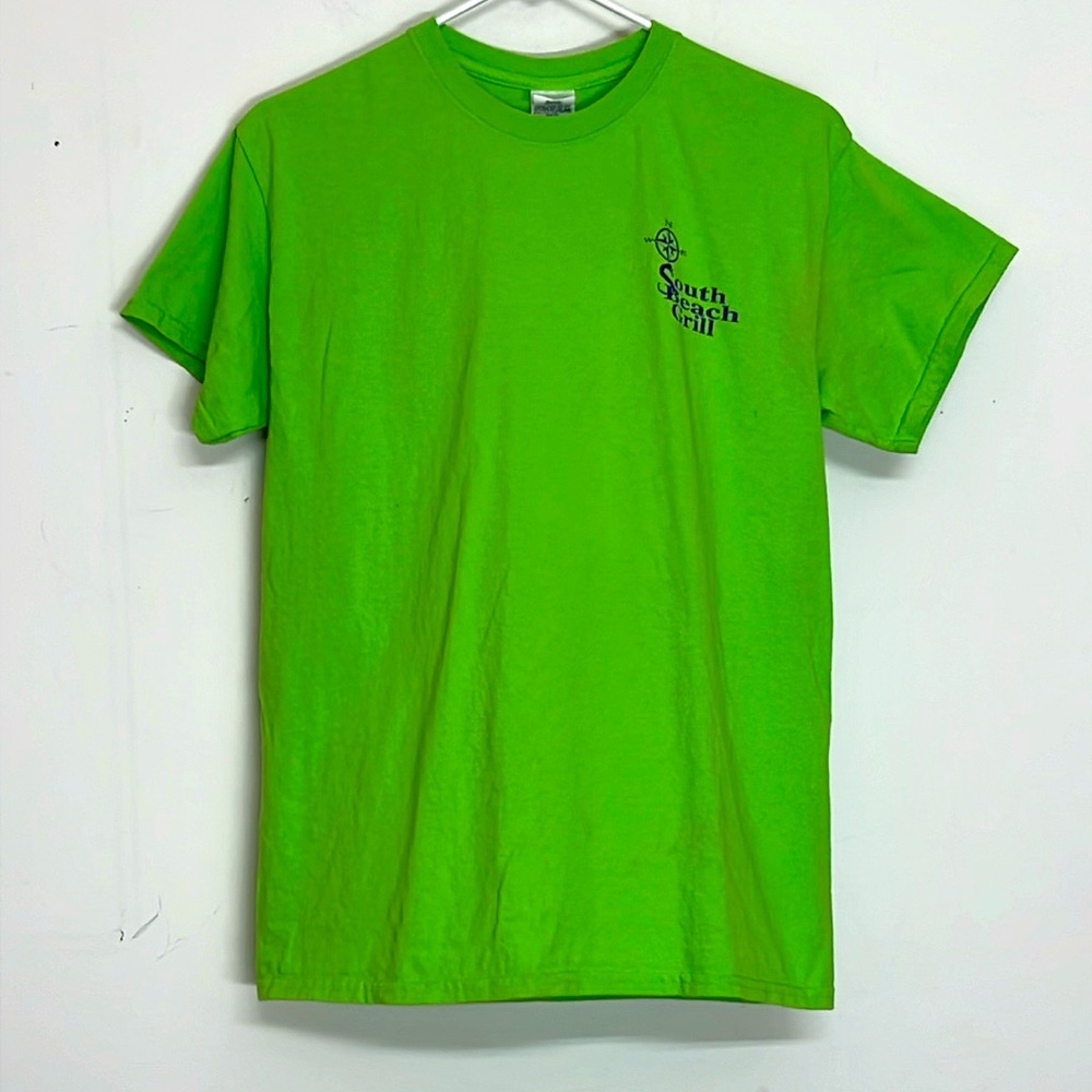 🌞 Gildan Ultra Cotton Vintage y2k South Beach Surf Green T-Shirt men size M